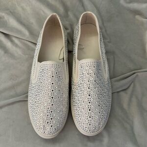 Elegant Crystal-Embellished Slip-On Shoes